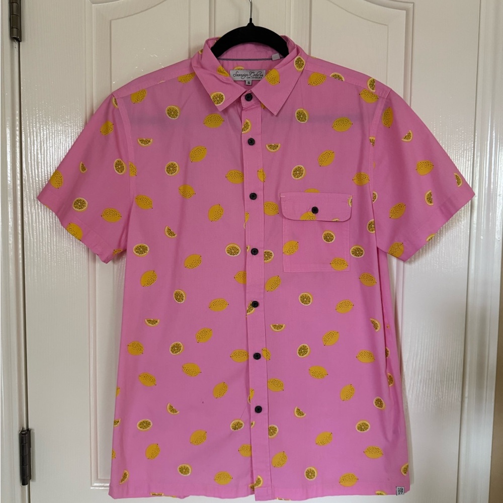 Sovereign Code Pink Shirt with Yellow Lemon Print
